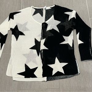 Cream and black vneck Star sweater